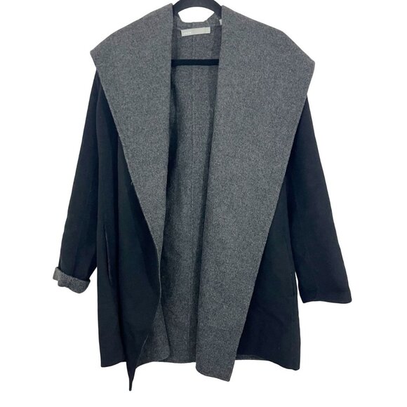 Vince Black & Gray Hooded Coat Jacket Wool Pockets - Size XS - Picture 1 of 6